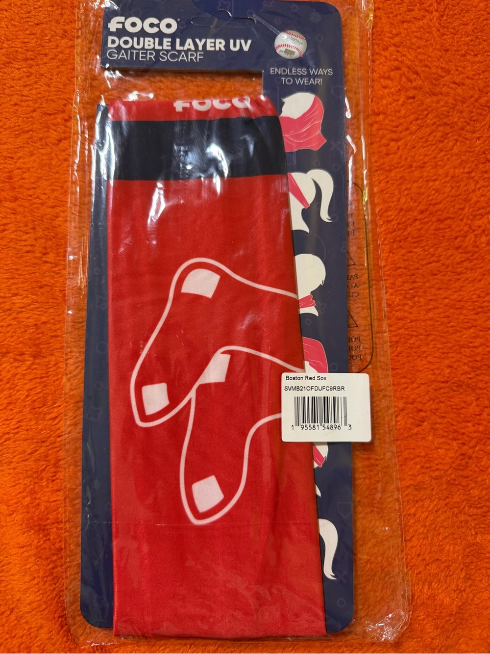 FOCO Boston Red Sox Double Layer UV Gaiter Scarf MLB Red New Sealed